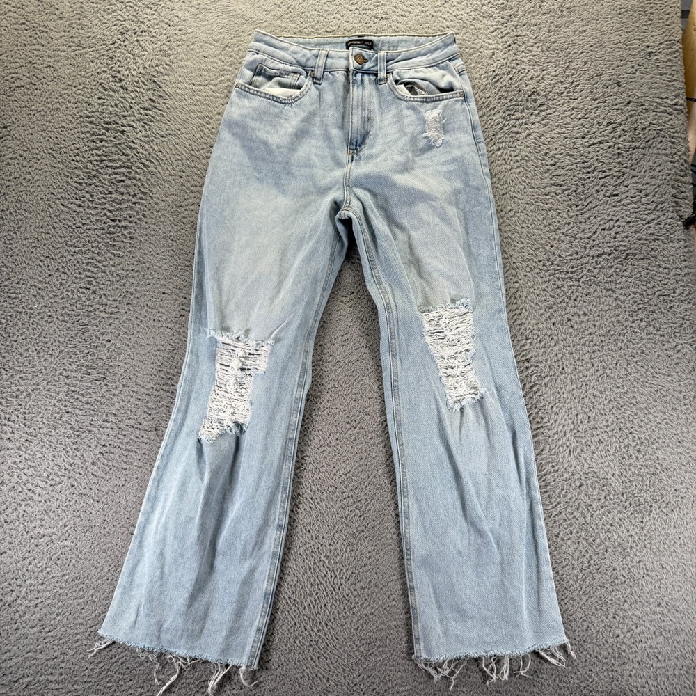 Sincerely Jules Jeans Women's 7 Blue Cotton Denim Straight Distressed Raw Hem